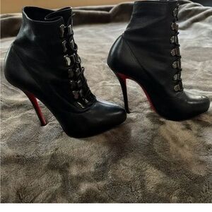 Christian Louboutin combat strap leather boots size 39.5